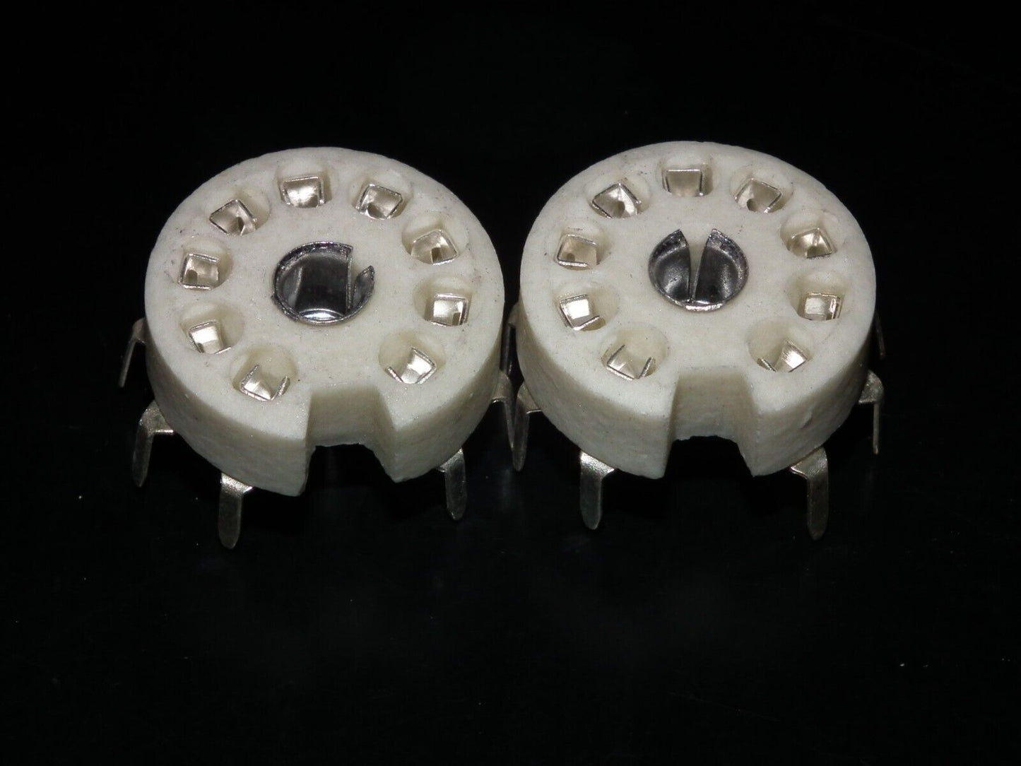 Two (2) VINTAGE NOS Noval Vacuum Tube Ceramic Socket for PCB West Germany 60s