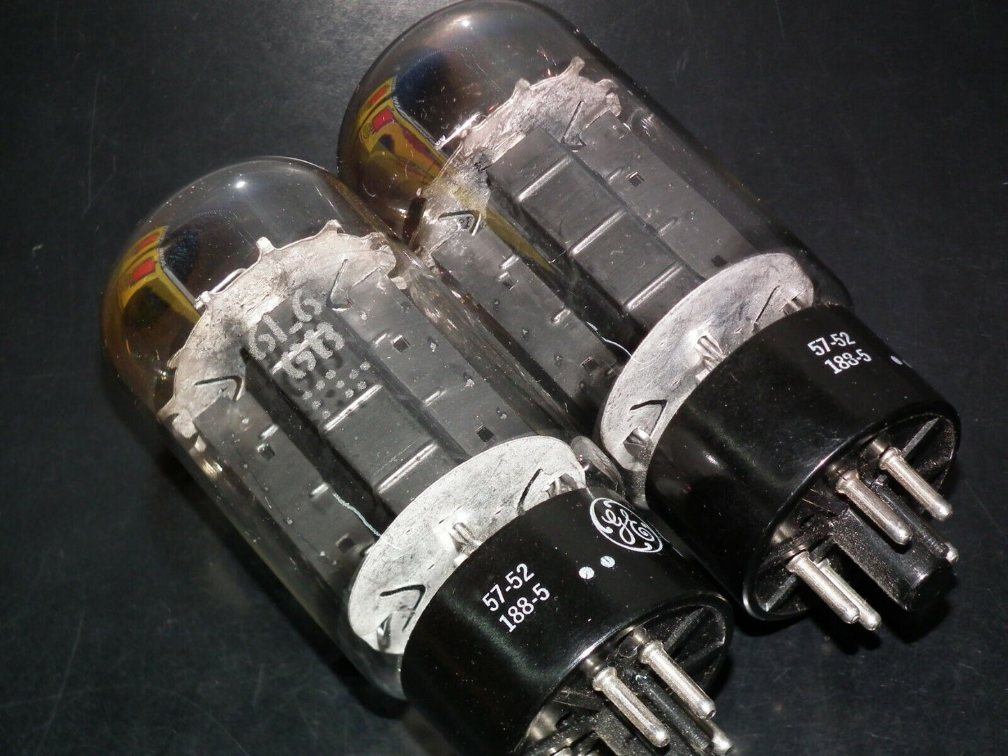 6L6GB GE Pair, Made in US in 1957, top square getter, used, tested 85%