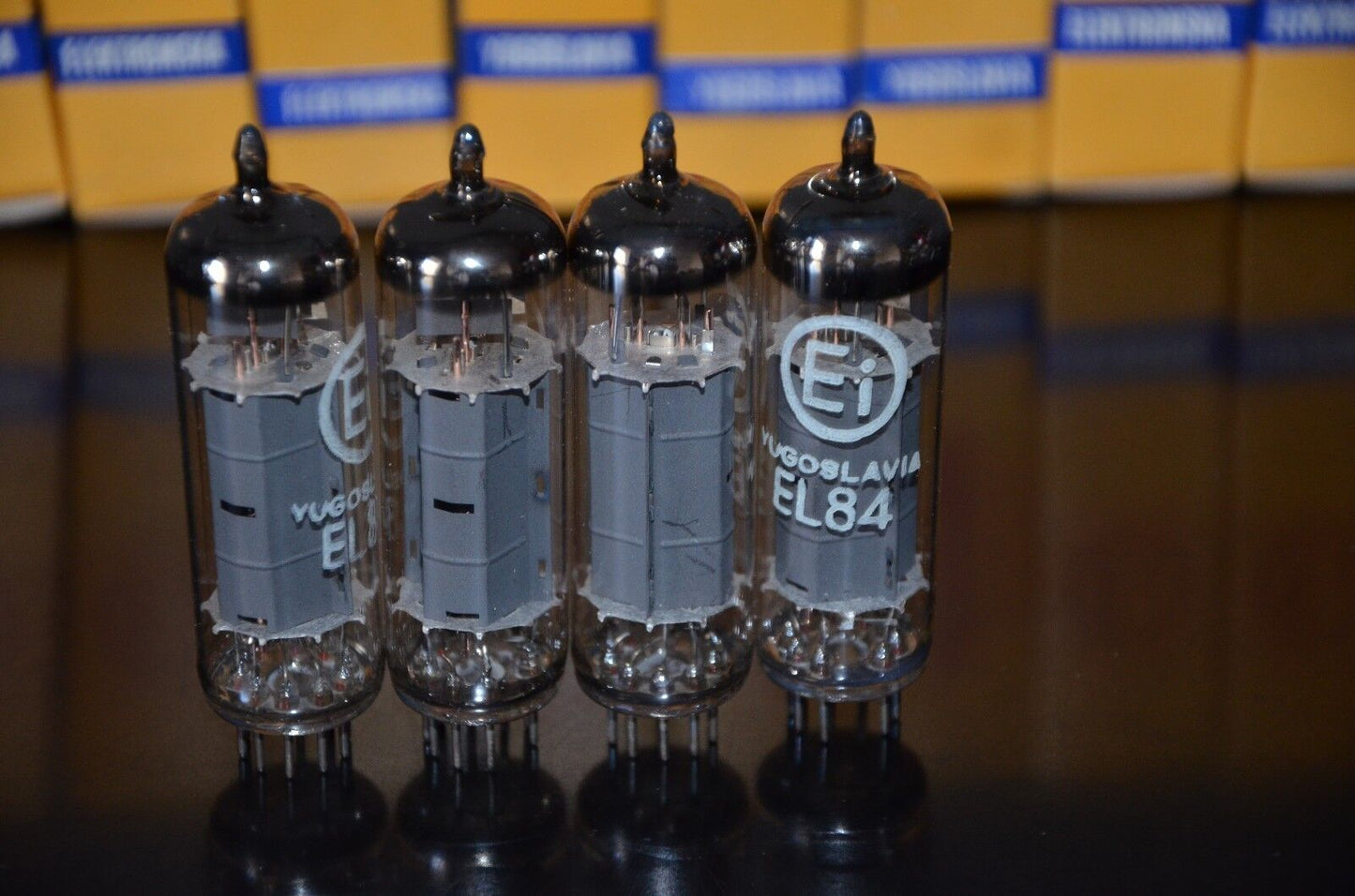EL84 6BQ5 EI Mullard - NOS platinum matched quad Made in Yugoslavia Philips tool