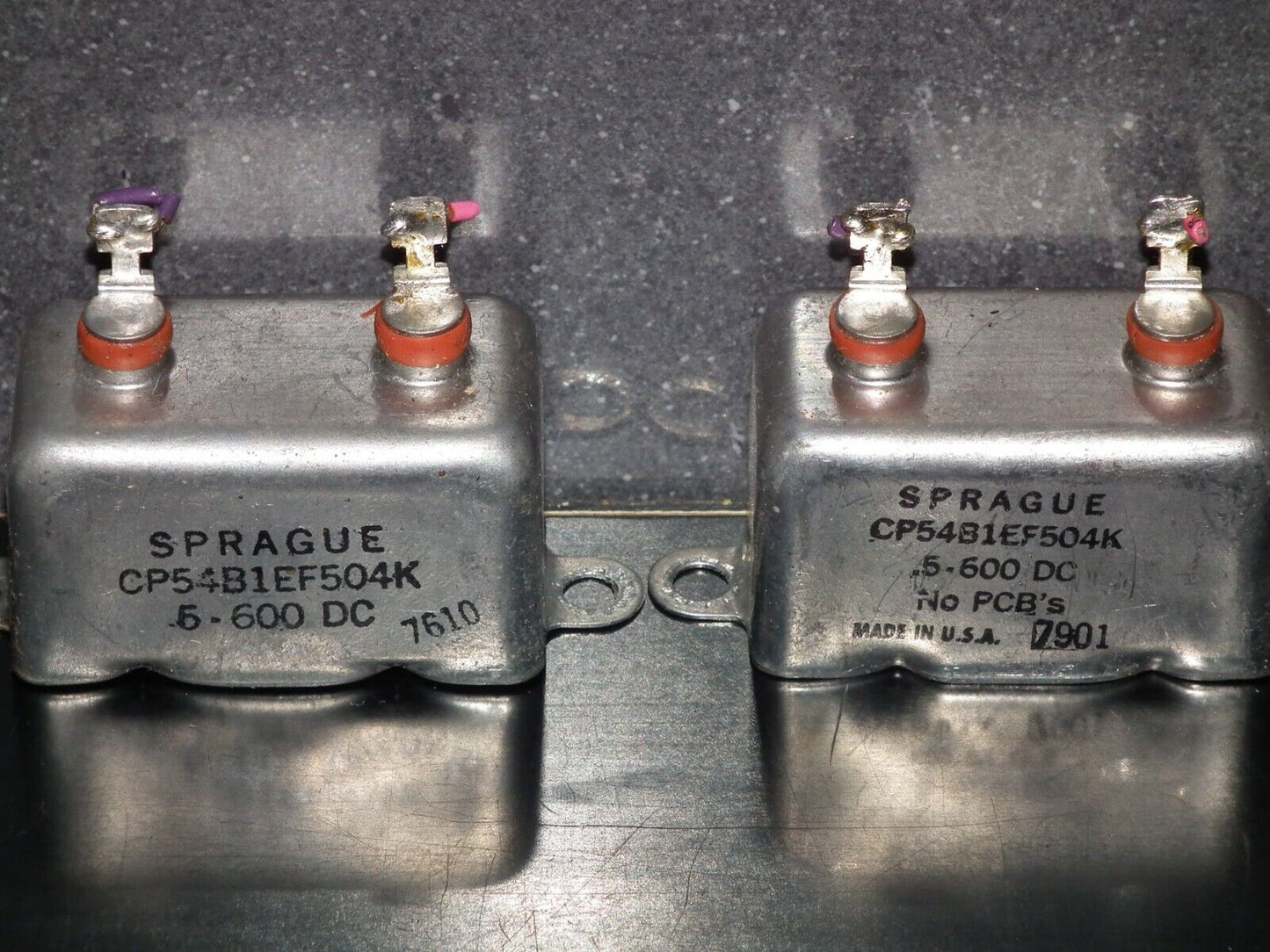 Two (2 pcs) RARE PIO Capacitors 0.5mfd 600V 0.5u Sprague USA