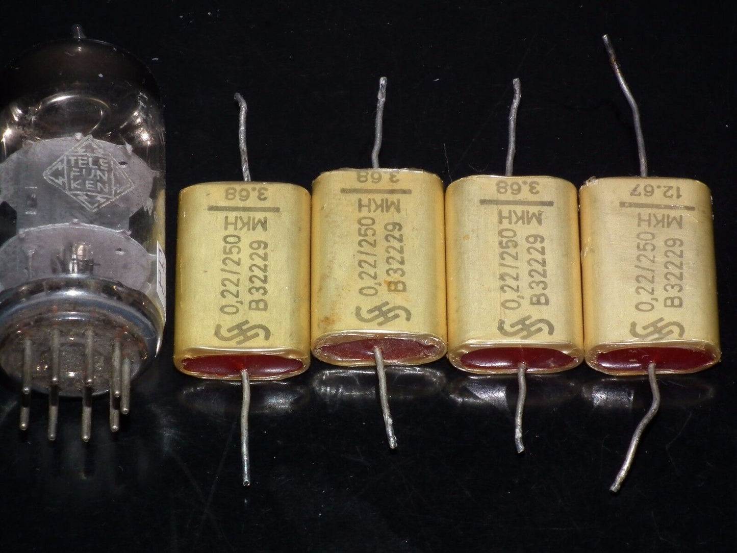 Two vintage Foil Capacitors 0.22mfd 250V Siemens Klangfilm Hi End 220nF 250V
