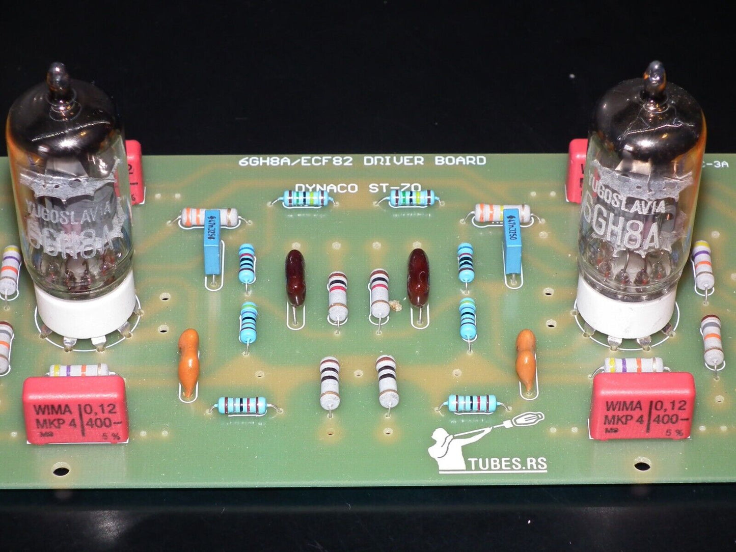 DYNACO ST-70 6GH8A / 6GH8 COMPLETE STUFFED PC-3 DRIVER BOARD (Retro Phenolic Look) WITH TUBES (NOS Platinum matched pair of 6GH8A EI Philips)