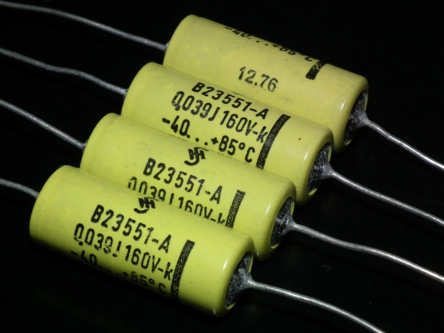 Four 4 NOS vintage Siemens MKL Capacitors 39nF 160V Klangfilm West Germany 70s