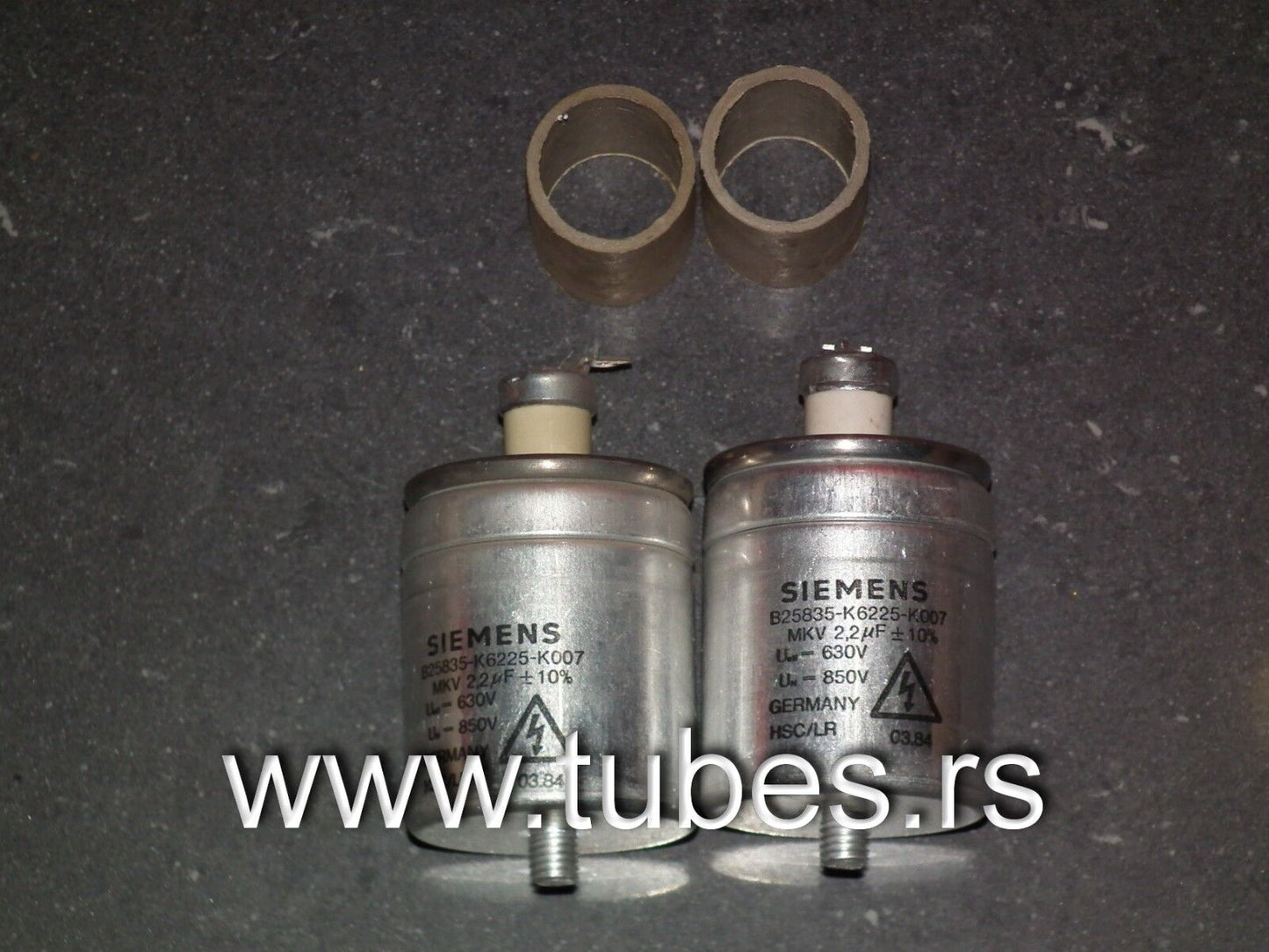 Two vintage NOS MKV Capacitors 2.2mfd 850V Siemens Klangfilm Tube Audio Amps