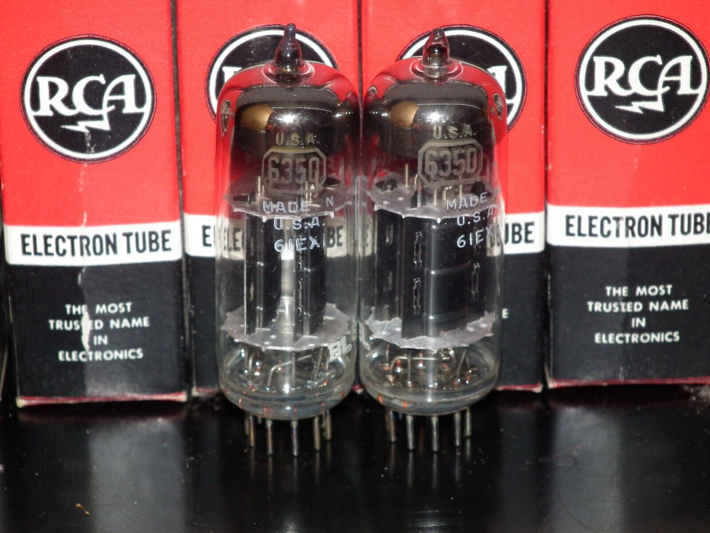 Platinum Matched pair 6350 RCA NOS NIB Rare Black Anodes Carbonized Nickel 1961
