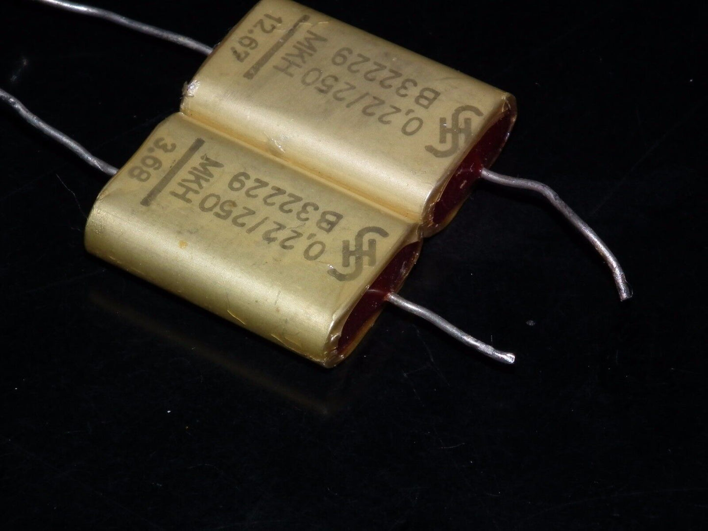 Two vintage Foil Capacitors 0.22mfd 250V Siemens Klangfilm Hi End 220nF 250V