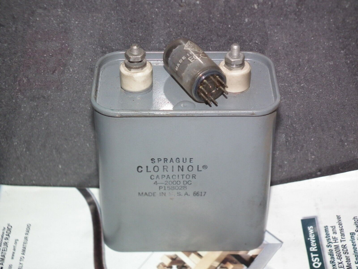 One vintage Sprague PIO capacitor 4uF 2000V DIY tube audio 2mfd 2KV CLORINOL!