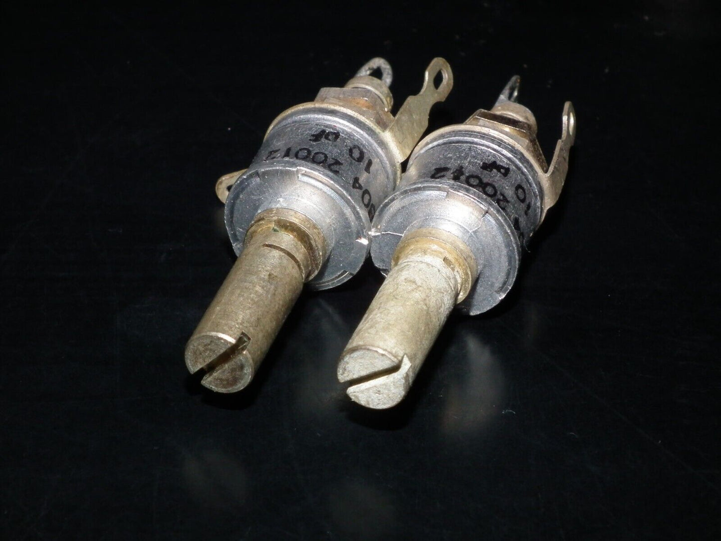 Two (2) NOS Beehive 2pF - 10pF variable trimmer capacitors - tubular piston caps