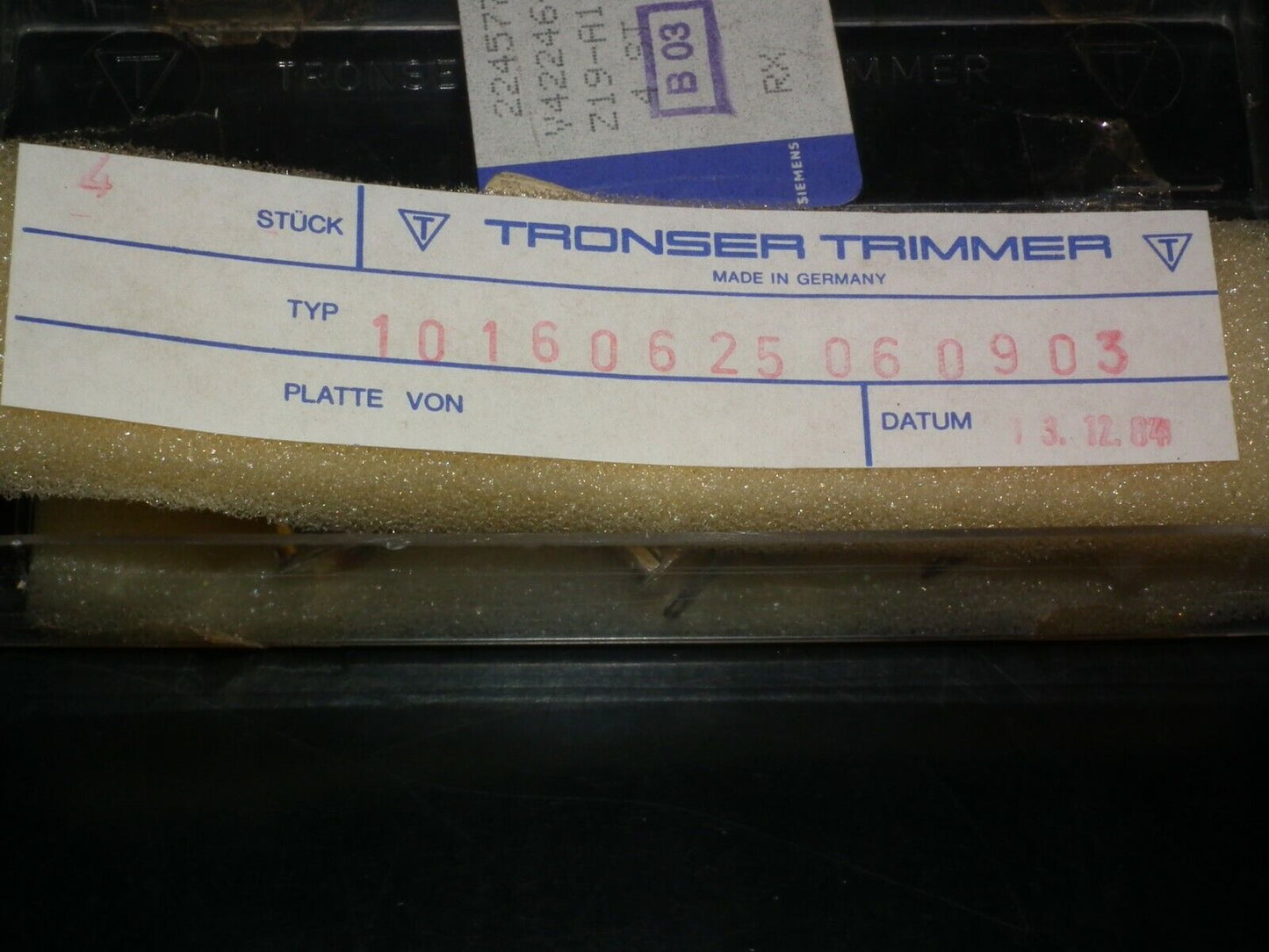 Tronser Trimmer Capacitor 4.3-66pF NOS West Germany 1984 New Old Stock