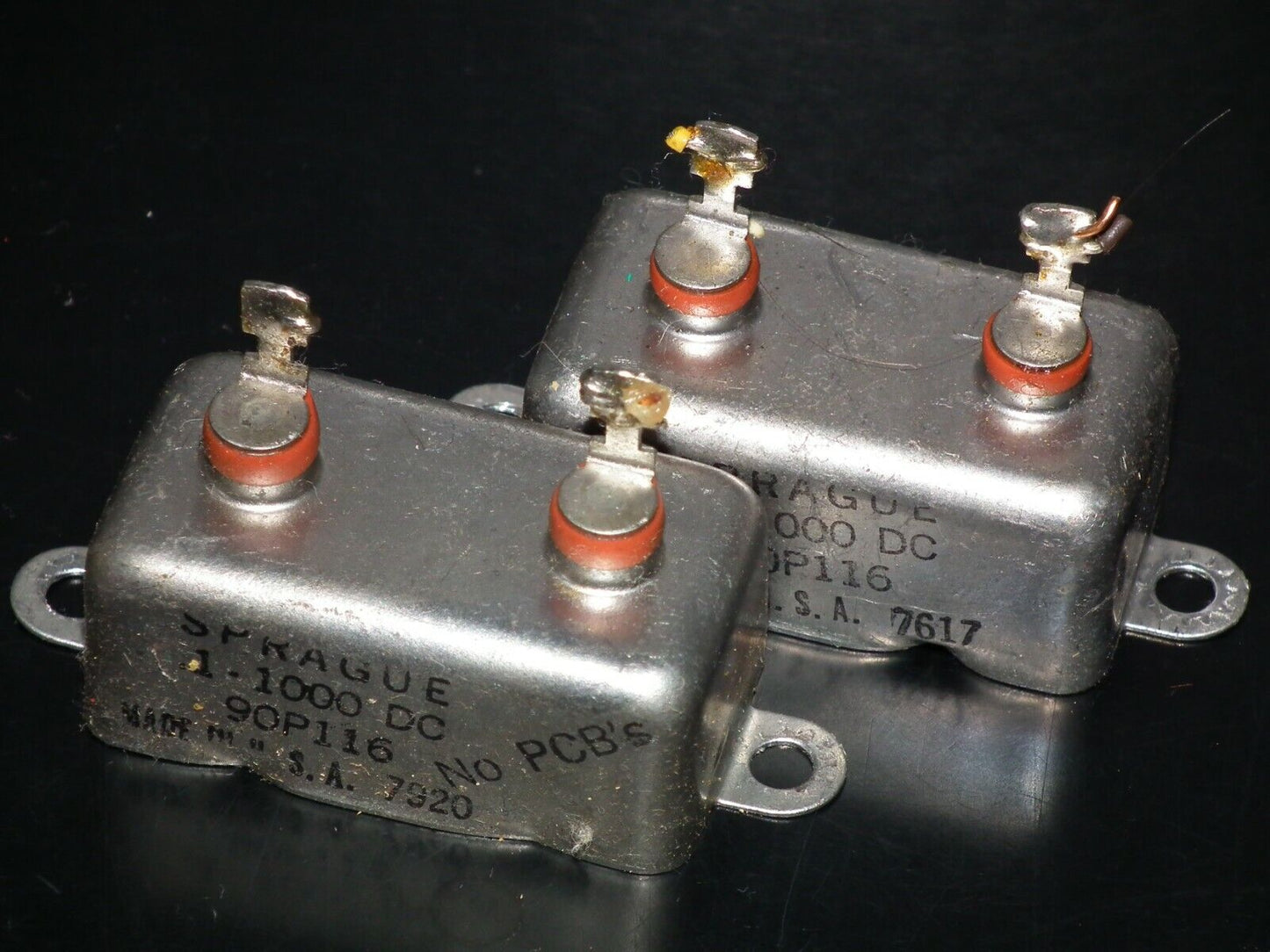 Two (2 pcs) RARE PIO Capacitors 0.1mfd 1000V 0.1u Sprague USA