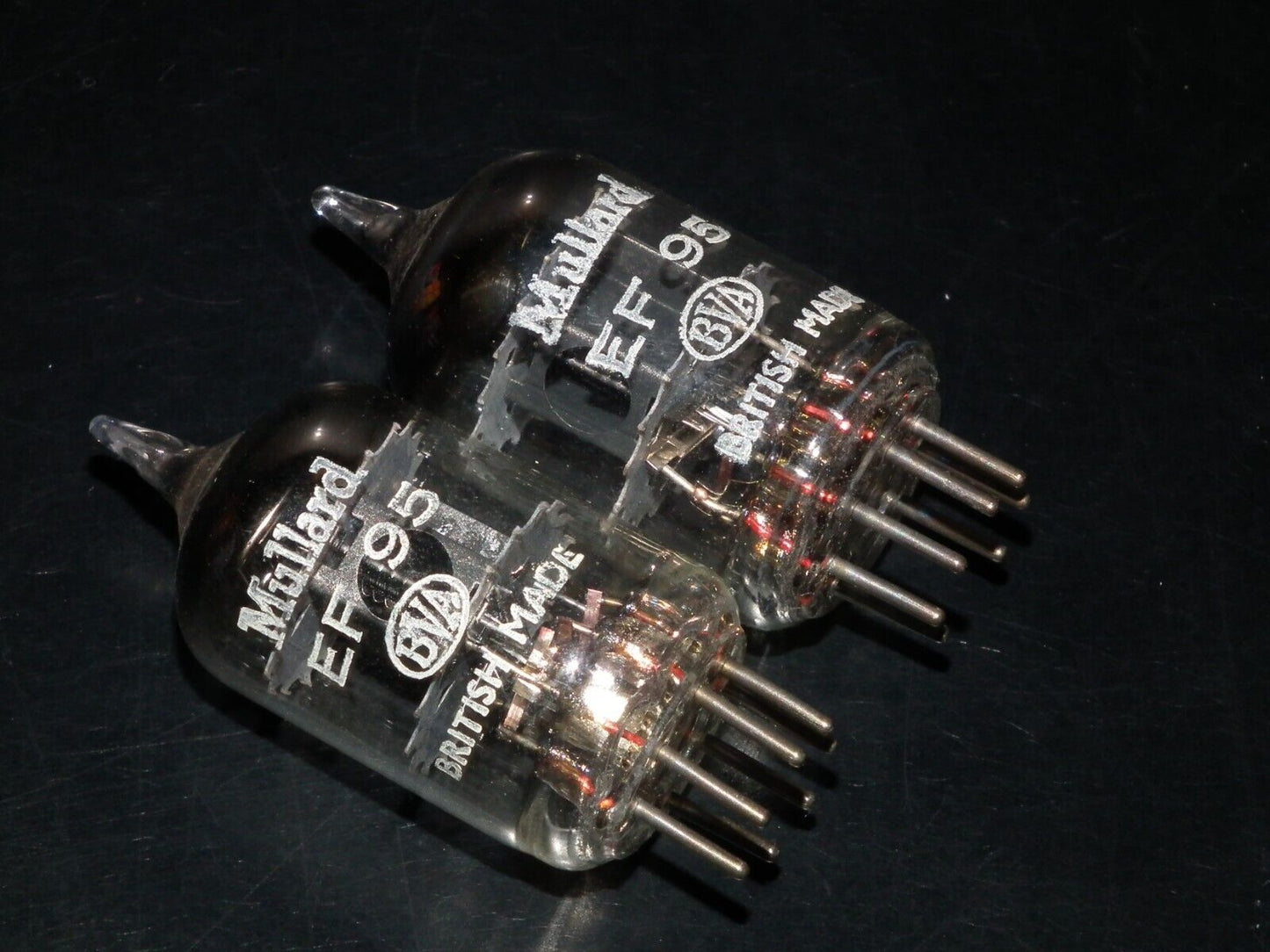 Matched Pair EF95 5654 6AK5W Mullard WHYTELEAFE Square Getter NOS Made in UK