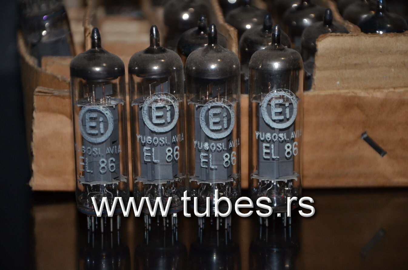 Platinum matched quad EL86 6CW5 EI Yugo (Philips) NOS tube audio output pentode