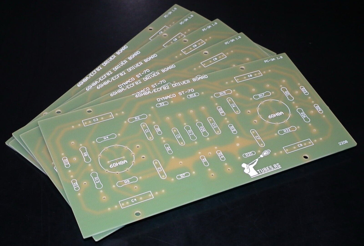 DYNACO ST-70 6GH8A / 6GH8 PC-3 DRIVER BOARD PARTIAL KIT (Retro Phenolic Look PCB + EI Philips 6GH8A Pair)