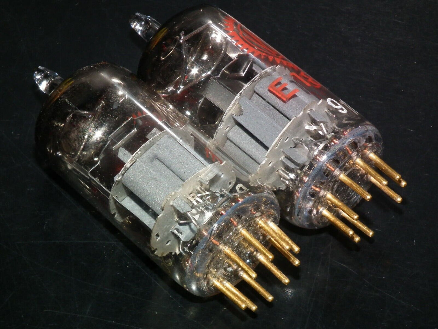 Platinum Matched Pair E188CC Valvo 7308 RARE Curved D Getter NOS Philips 1960
