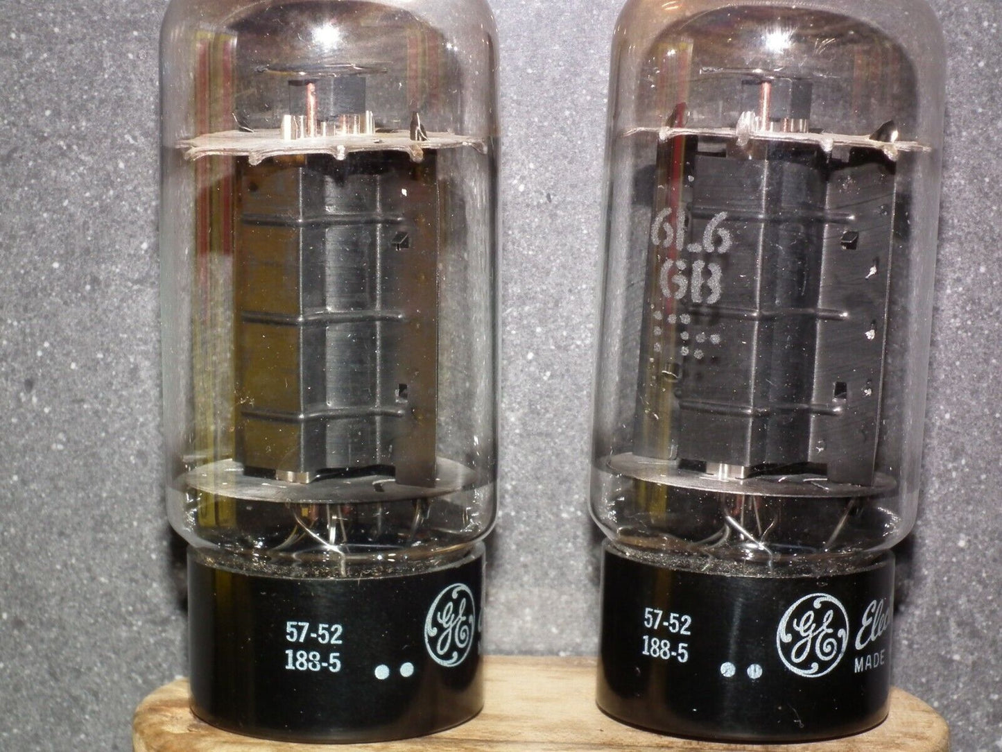 6L6GB GE Pair, Made in US in 1957, top square getter, used, tested 85%