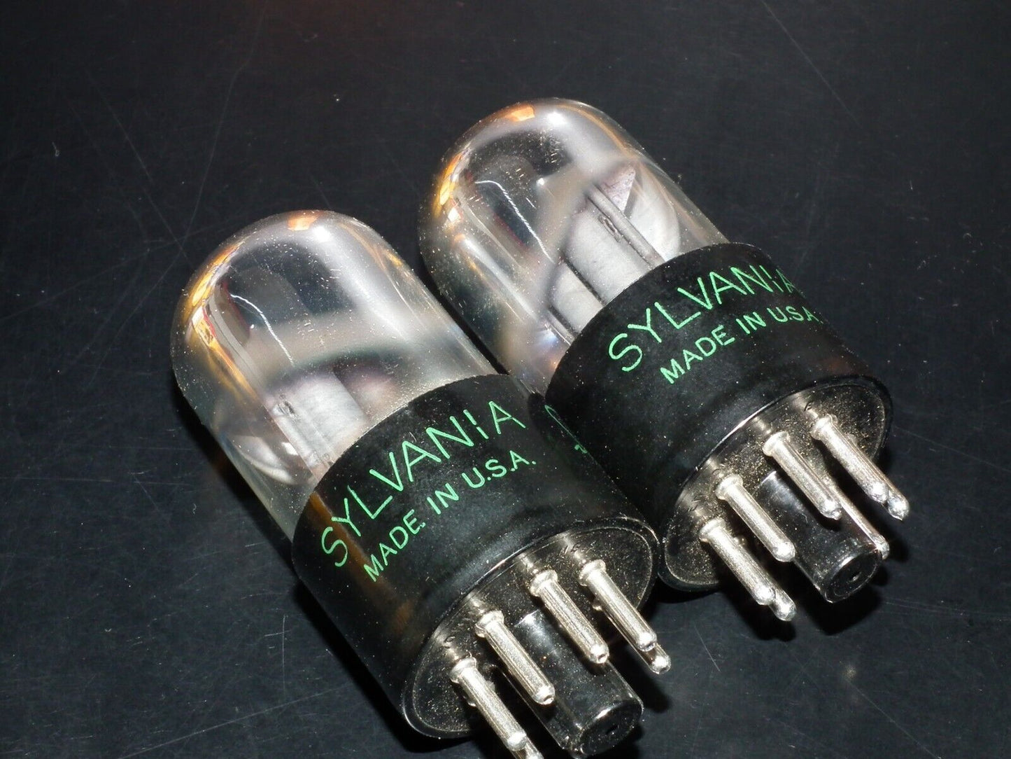 Platinum Matched Pair Sylvania 6SL7GT NOS NIB Chrome Tops Short Bulb Used 135%