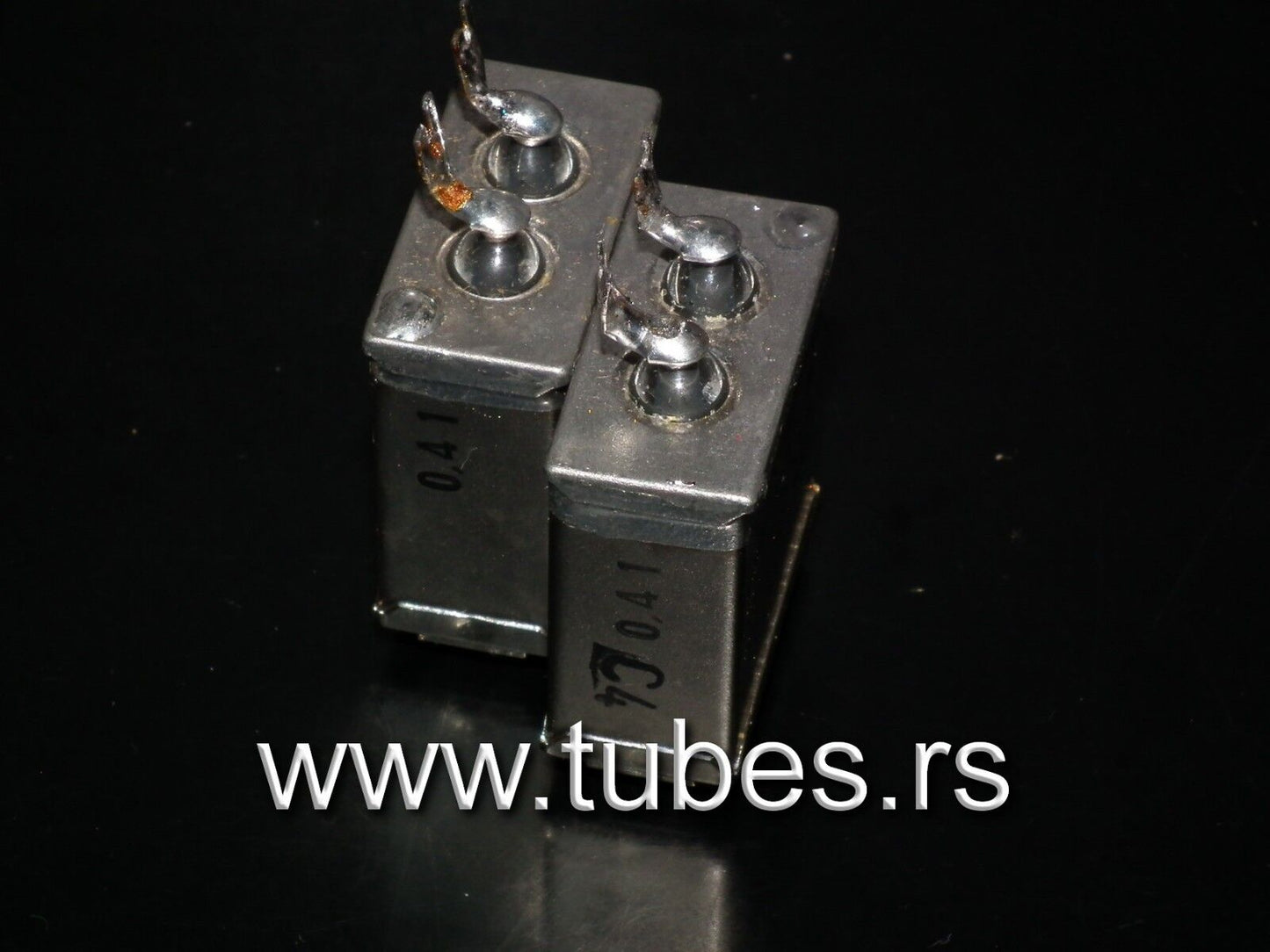 Two vintage Siemens PIO capacitors 0.41 uF / 50V Klangfilm tube audio
