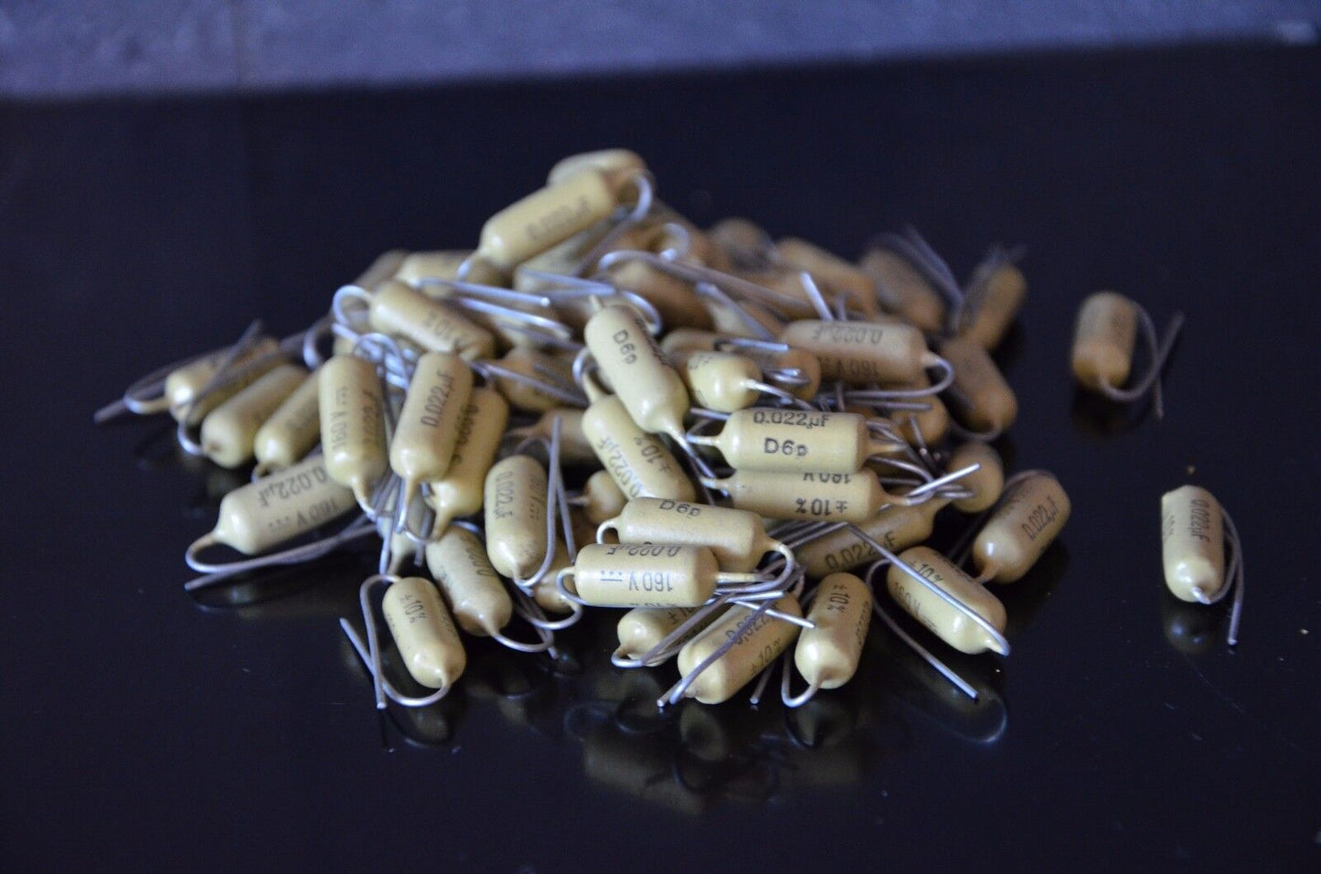 Two vintage Mullard Mustard Philips Capacitors 0.022mfd / 160V Marshall,Fender