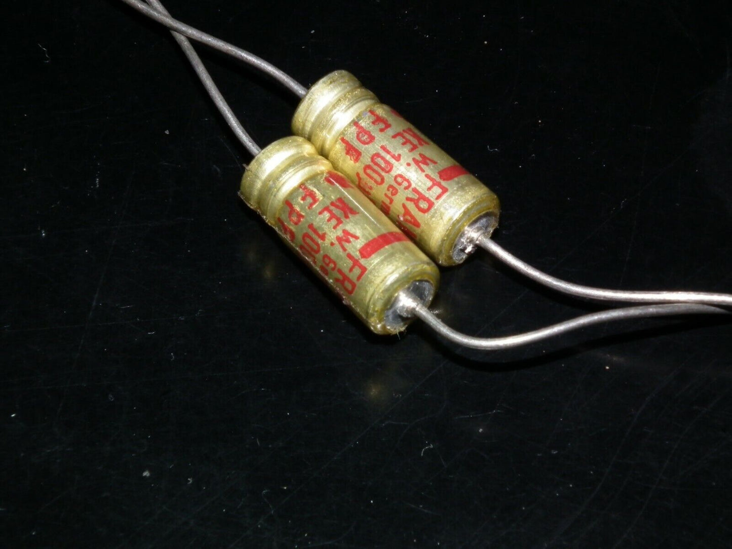 Two vintage electrolytic capacitors FRAKO 100uF 6V NOS Made in West Germany 70s