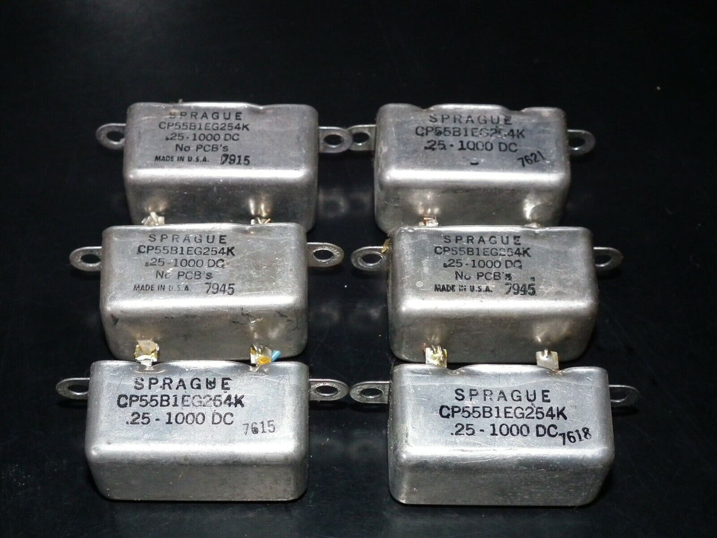 Two (2 pcs) RARE PIO Capacitors 0.25mfd 1000V 0.25u Sprague USA