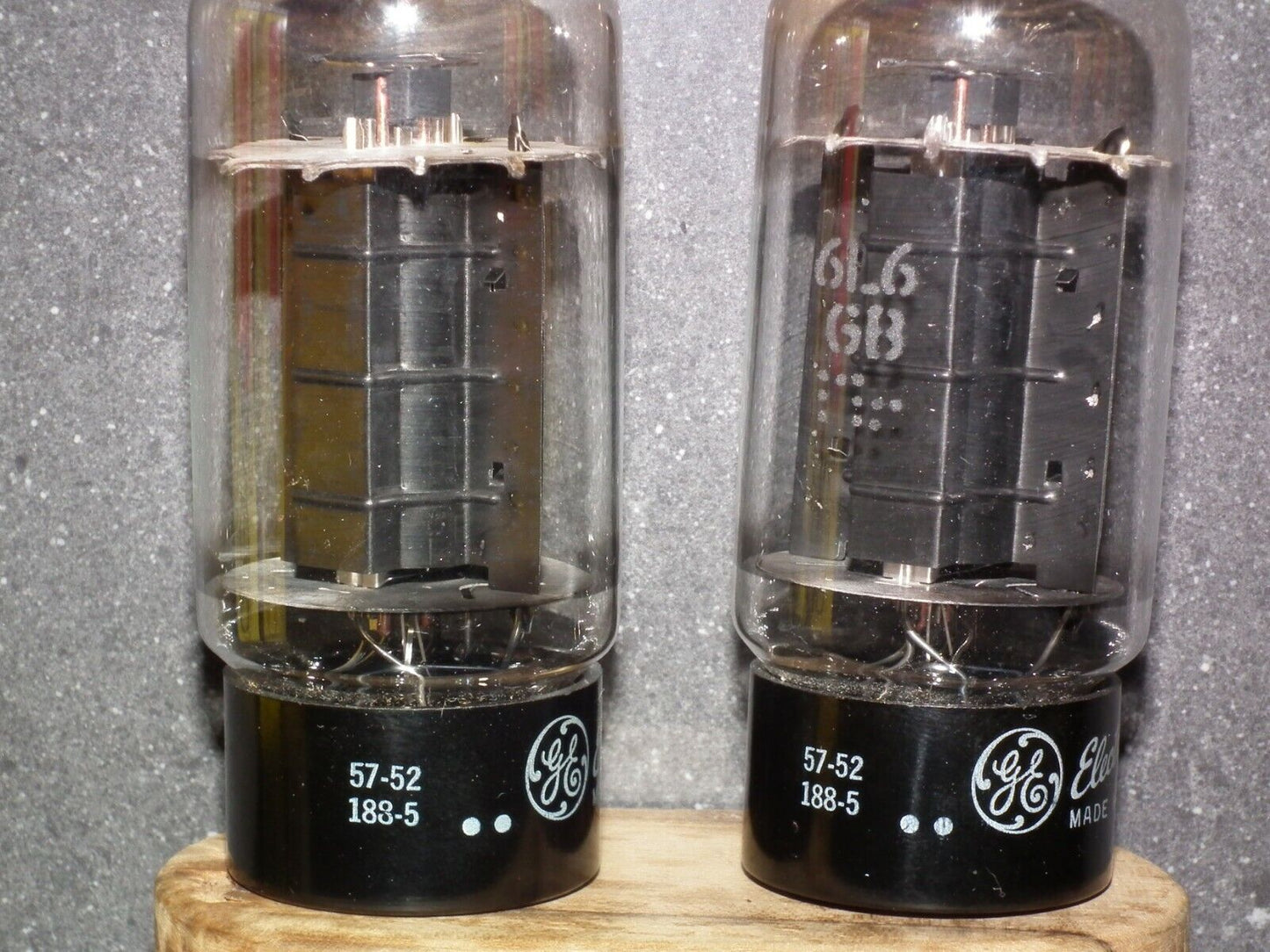 6L6GB GE Pair, Made in US in 1957, top square getter, used, tested 85%