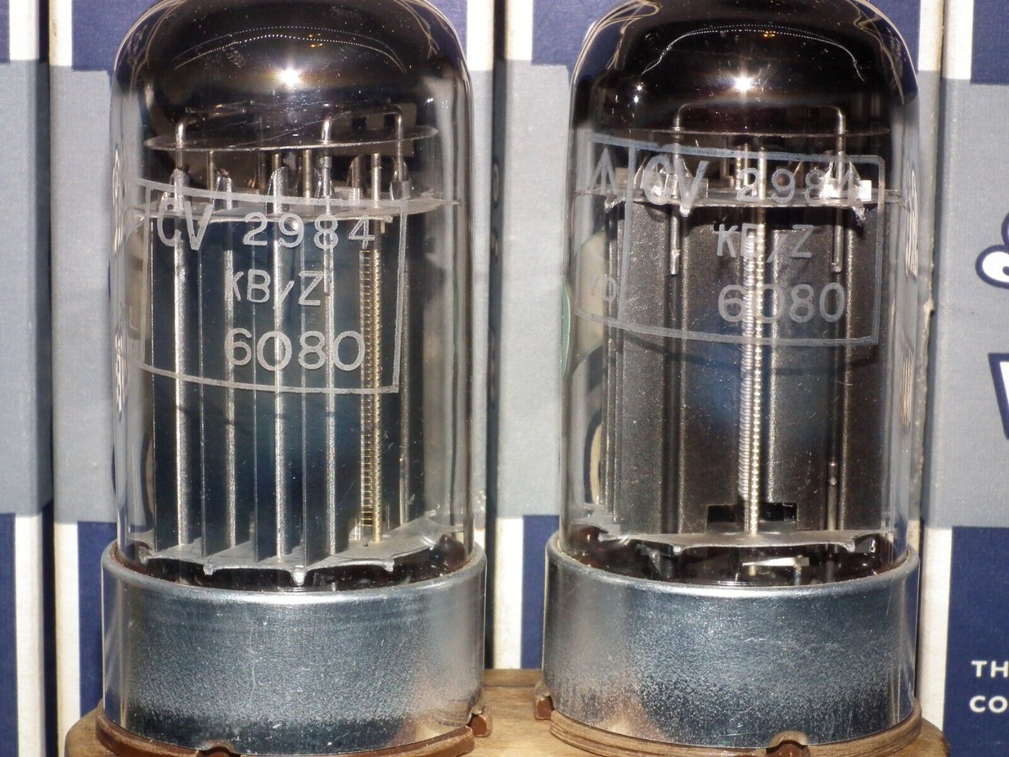 GEC 6080 CV2984 6AS7 5998 ECC230 Matched pair NOS NIB Square Getters Triple Mica