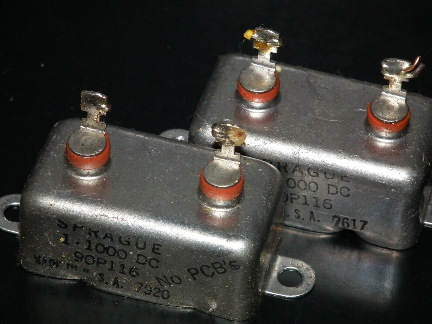 Two (2 pcs) RARE PIO Capacitors 0.1mfd 1000V 0.1u Sprague USA