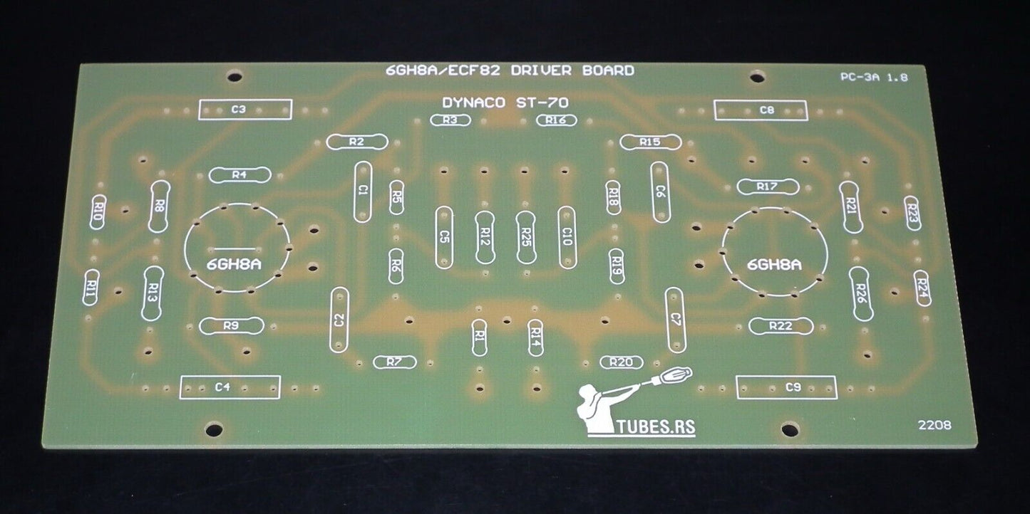 DYNACO ST-70 6GH8A / 6GH8 PC-3 DRIVER BOARD PARTIAL KIT (Retro Phenolic Look PCB + EI Philips 6GH8A Pair)