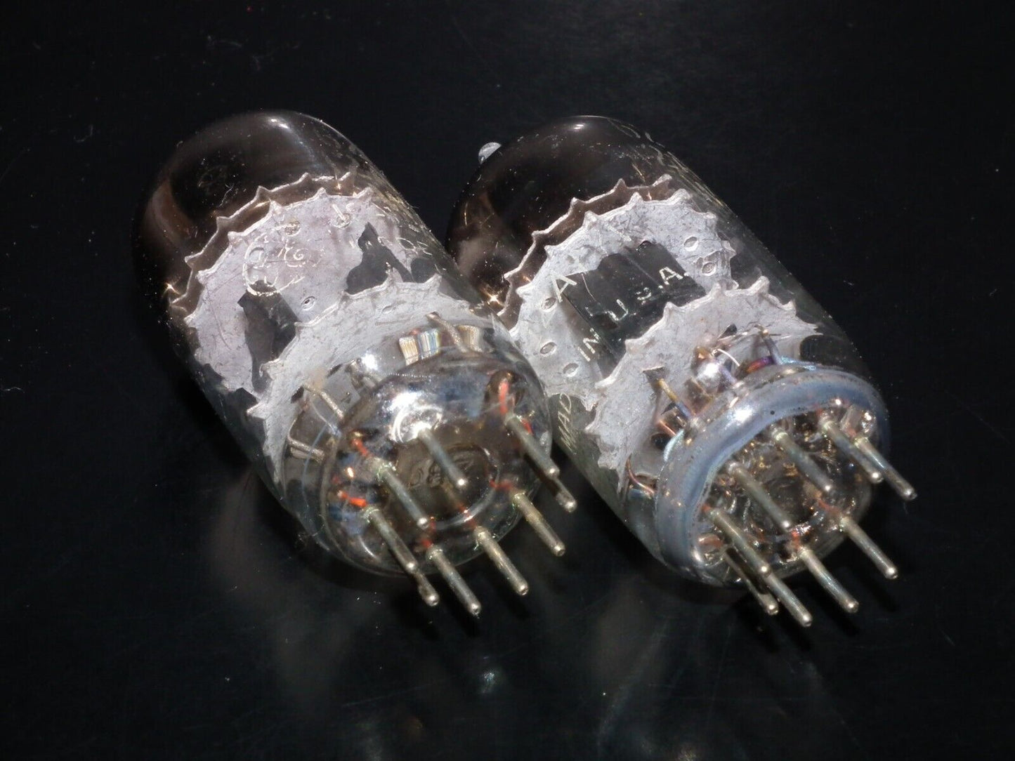 Matched pair 6201 GE 12AT7WB Triple Mica Square Getter tested 90% of NOS
