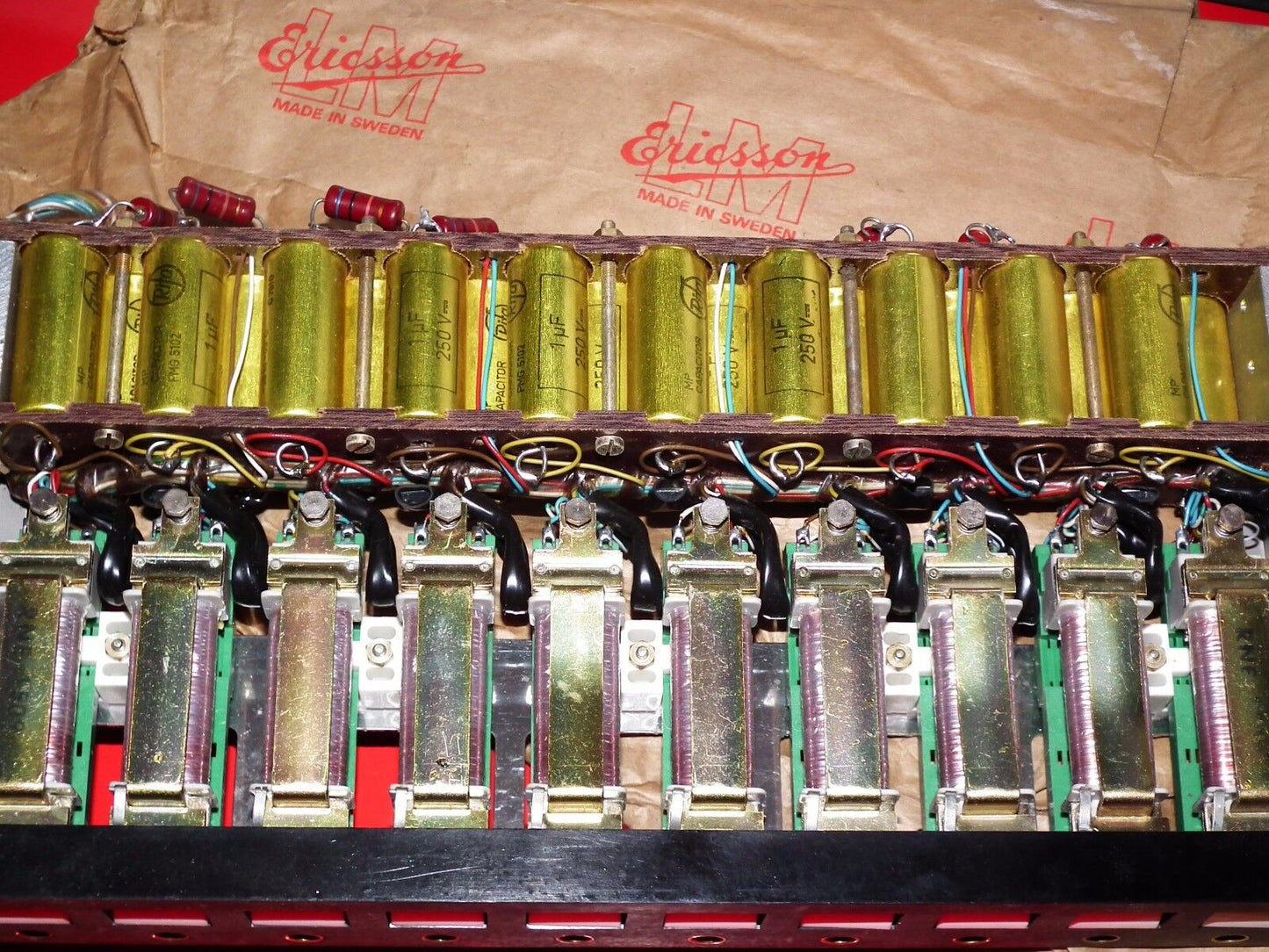 Four vintage MP capacitors 1 uF / 250V Rifa Sweden (PIO Paper in oil capacitor)