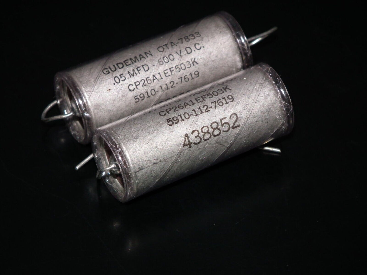 Two Vintage GUDEMAN PIO Capacitors 50nF 600V 0.05uF NOS Paper In Oil