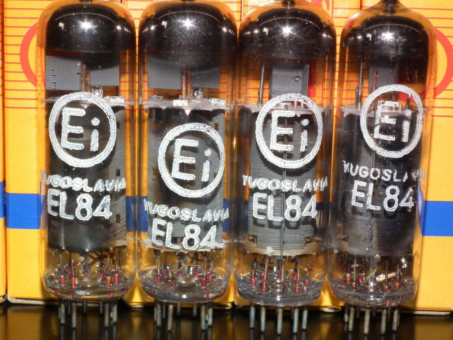 EL84 6BQ5 Tungsram Hungary - NOS platinum matched quad from 70s NOS NIB EI Boxes