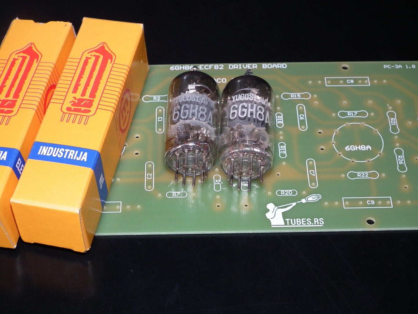 DYNACO ST-70 6GH8A / 6GH8 PC-3 DRIVER BOARD PARTIAL KIT (Retro Phenolic Look PCB + EI Philips 6GH8A Pair)