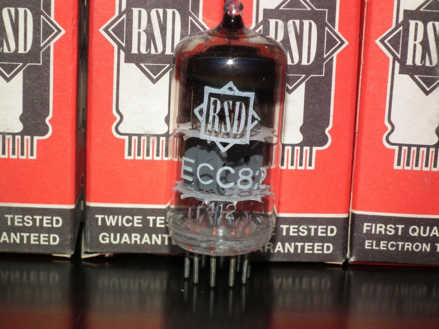 ECC82 12AU7 RFT rebranded RSD, NOS NIB balanced sections, made in 1974