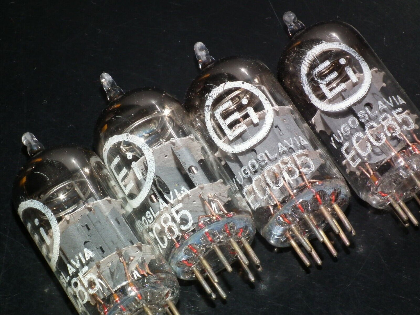 ECC85 6AQ8 EI Philips NOS NIB Platinum matched quad, old type early 70s