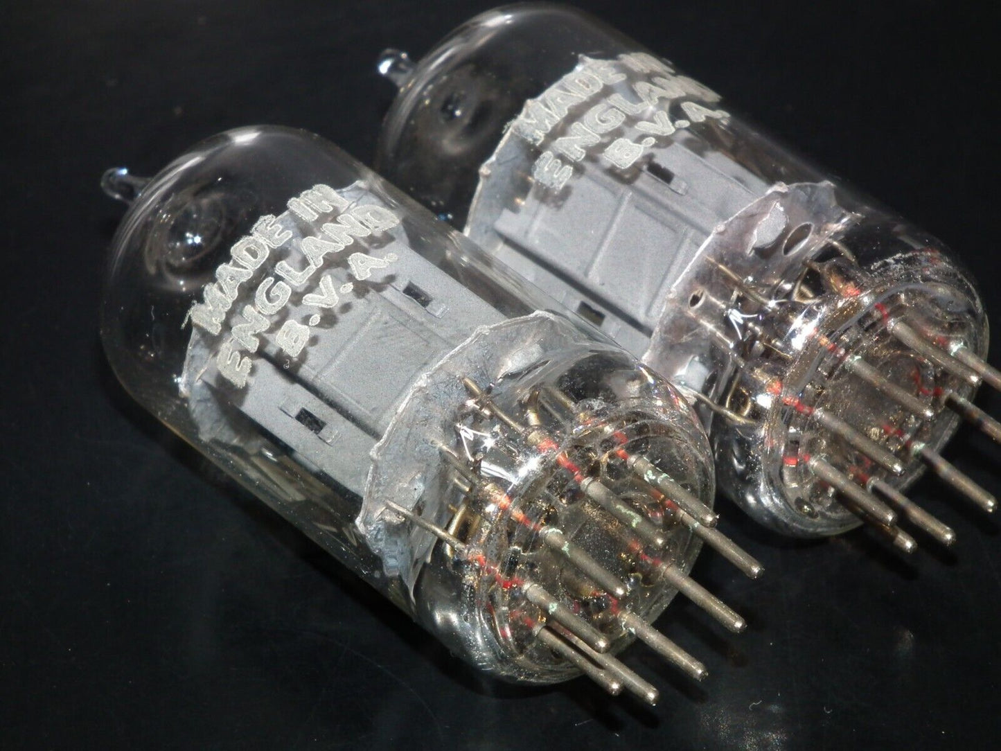 Matched Pair BRIMAR 12AU7 ECC82 Long Anodes Side Getters Used 90%