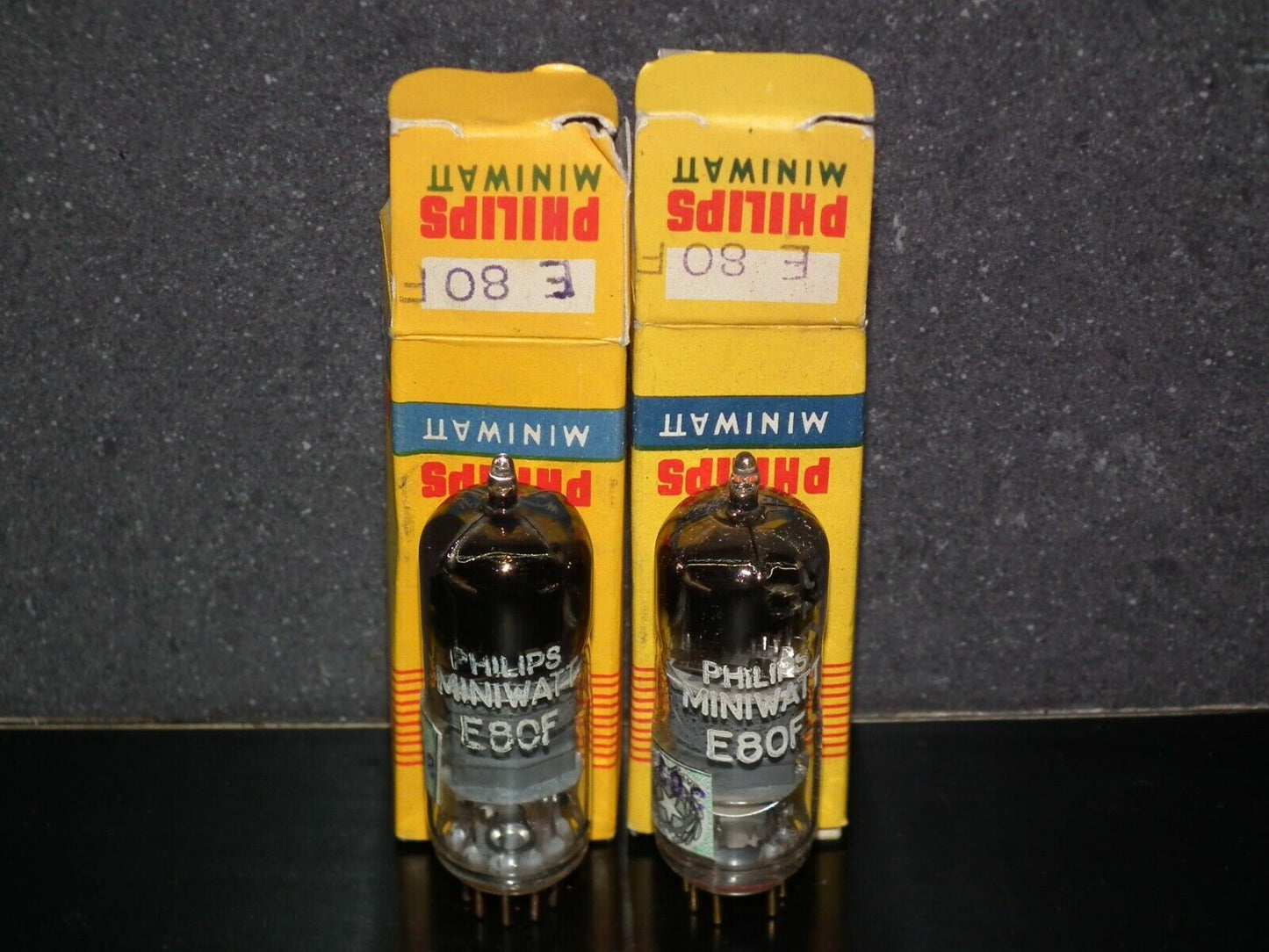 E80F Philips 6084 Matched Pair RARE D GETTER Pinched Waist Heerlen 1957 NOS NIB