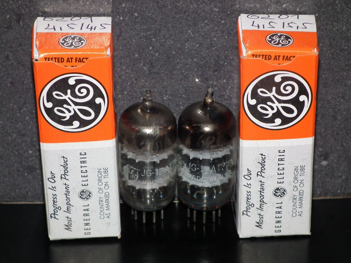6201 12AT7WA ECC81 General Electric Black Anodes, Triple Mica, Square Getter MP