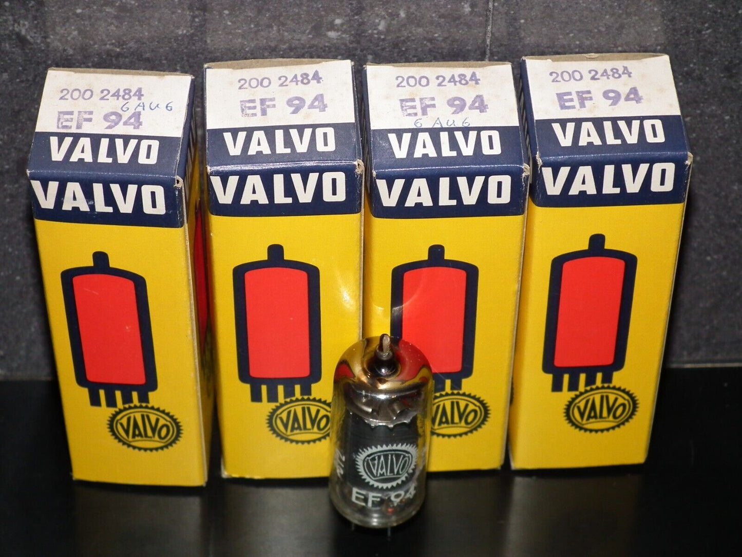 NOS NIB EF94 6AU6 Valvo Microphone Pentode Low Noise Tested Black Anode Carbon