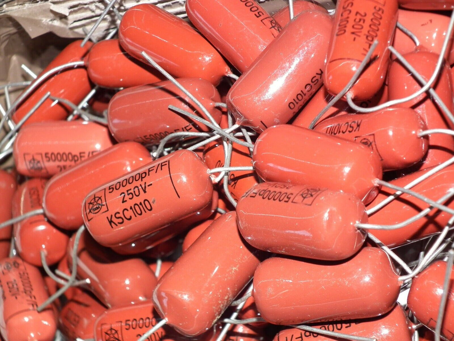 Two polystiren capacitors 50000pF 0.05uF 250V ISKRA SIEMENS 1974 HI End Tube Amp