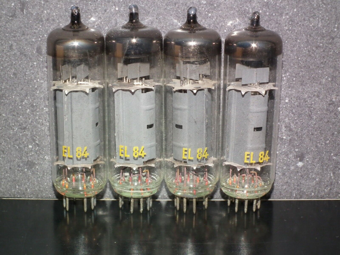 EL84 6BQ5 RFT Germany - NOS platinum matched pair early 60s - RARE WELDED PLATES