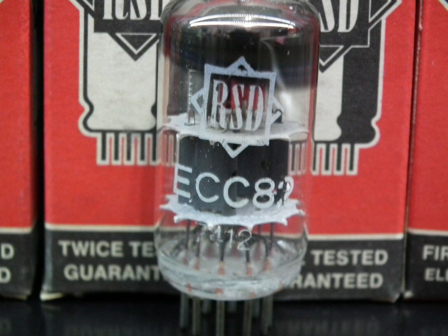 ECC82 12AU7 RFT rebranded RSD, NOS NIB balanced sections, made in 1974