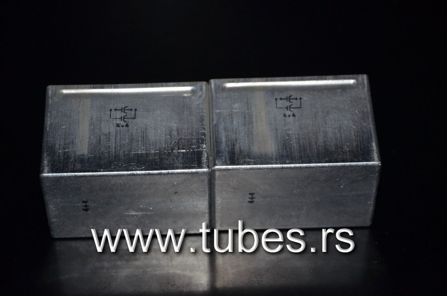 Two vintage Siemens PIO capacitors 4+4 uF 160V Klangfilm Made in W. Germany 1978