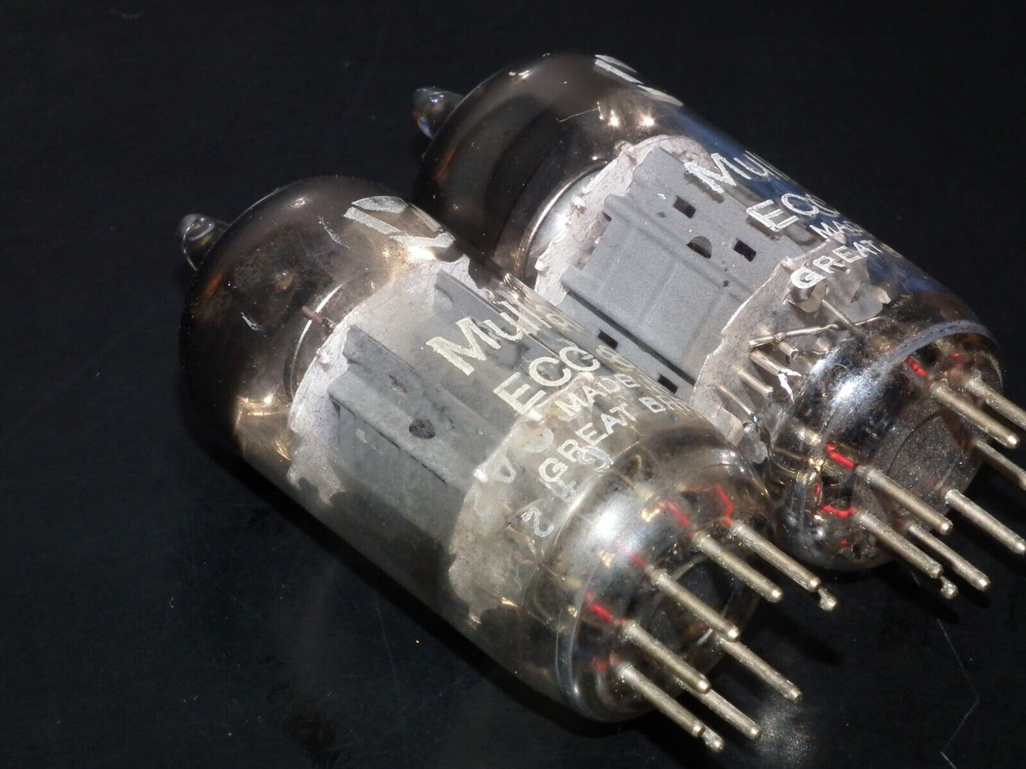 Matched Pair ECC82 12AU7 Mullard Blackburn Used Tested 90% NOS Big Ring Getter