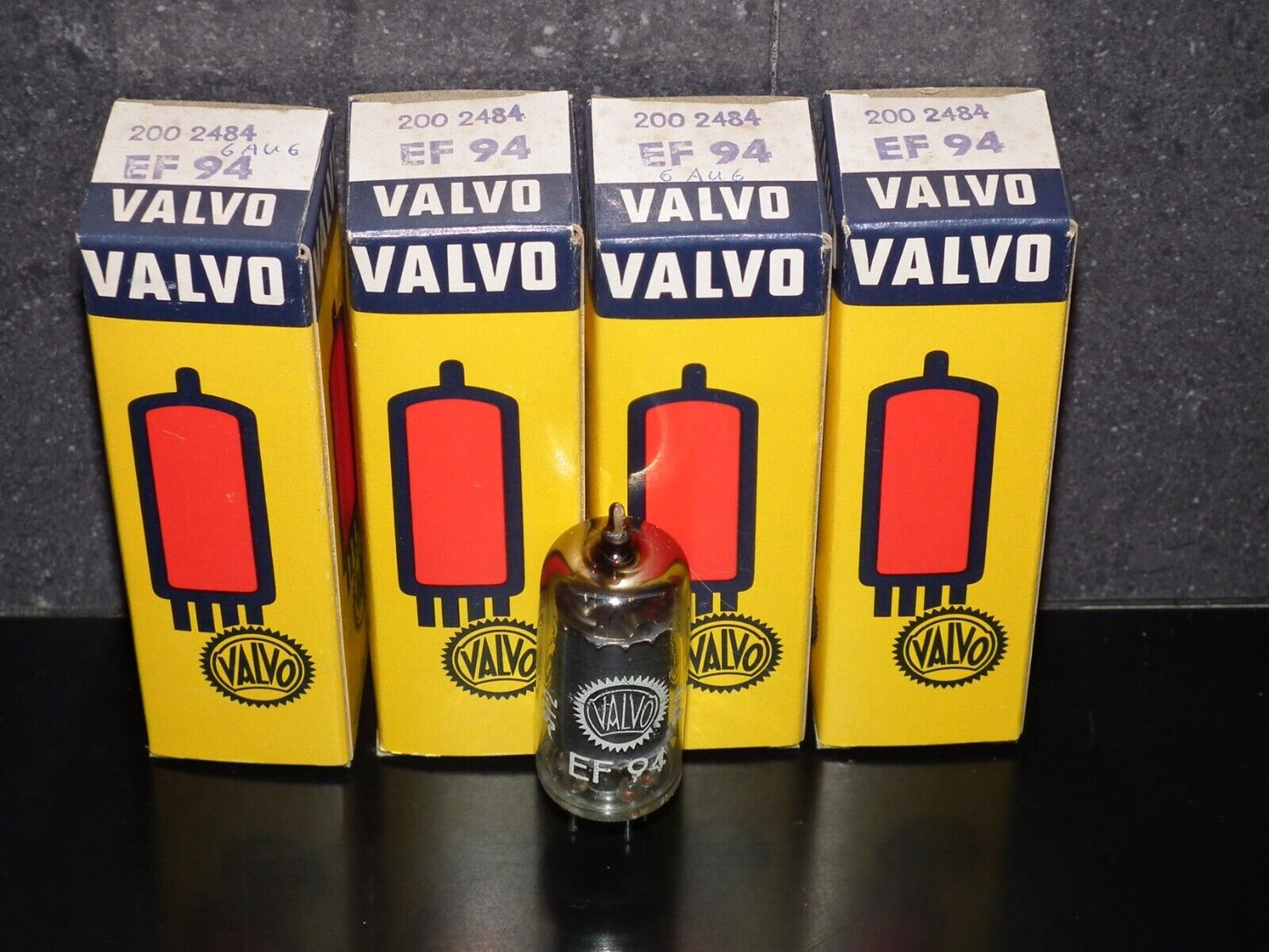 NOS NIB EF94 6AU6 Valvo Microphone Pentode Low Noise Tested Black Anode Carbon