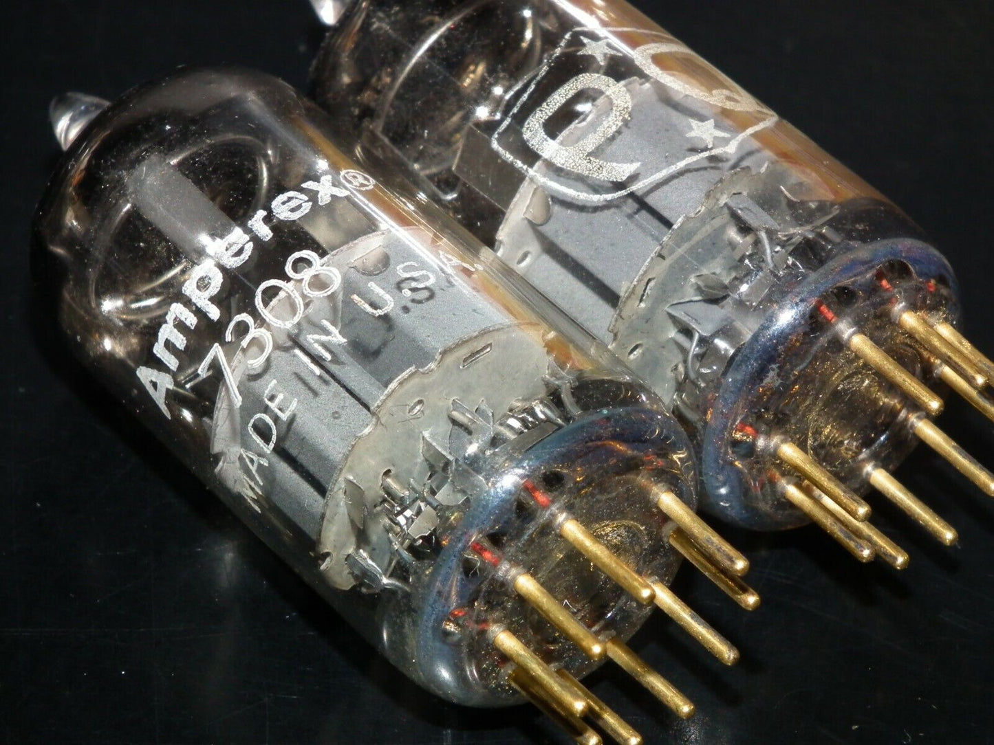 7308 Amperex E188CC RARE gray shield, matched pair, tested NOS, gold pins 1961