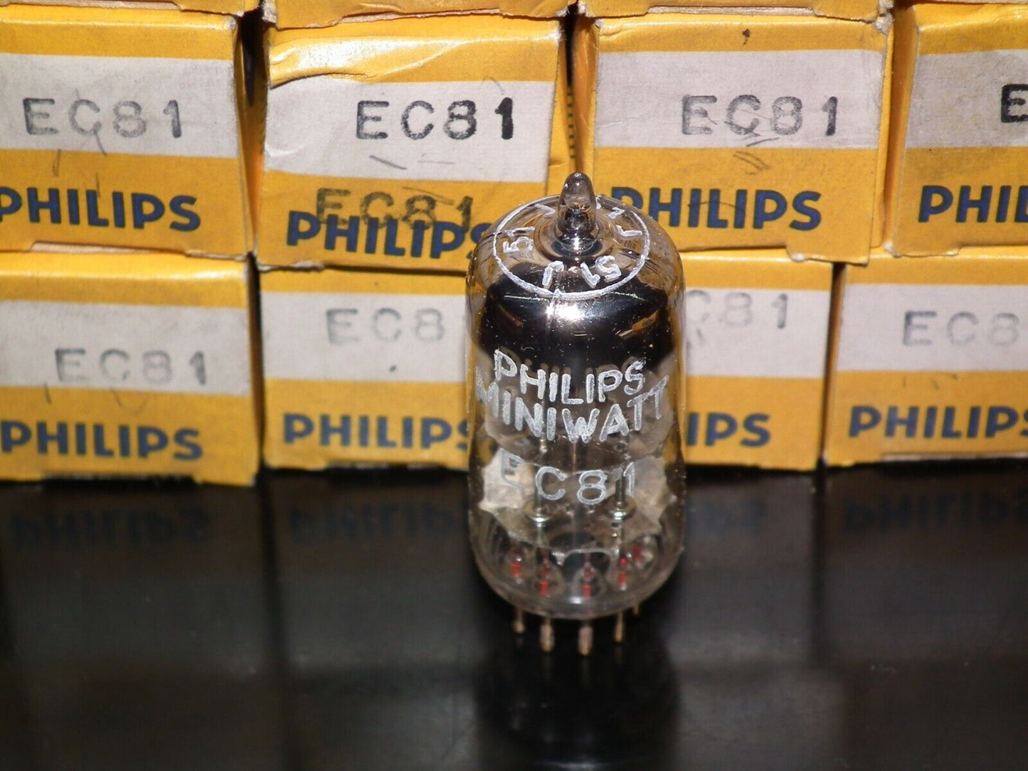 EC81 Philips NOS Low Noise Triode Delta Heerlen Code Early Version Code on Stem