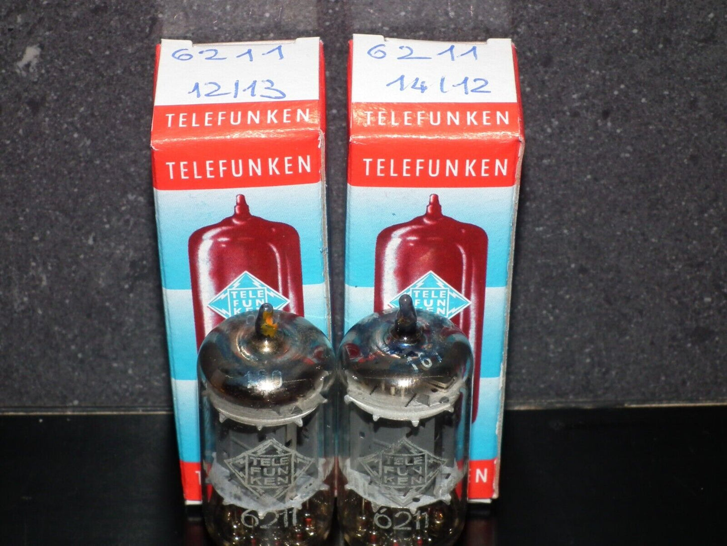 Platinum Matched Pair 6211 Telefunken ~ECC82 Tested NOS DB Gold Pins ULM codes