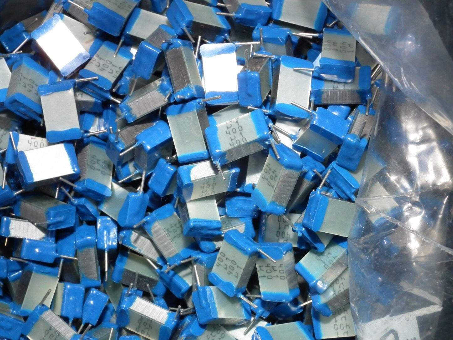 NOS Siemens 100nF 400V MKT Film Capacitor Silver Blue Cap 4pcs Tube Audio