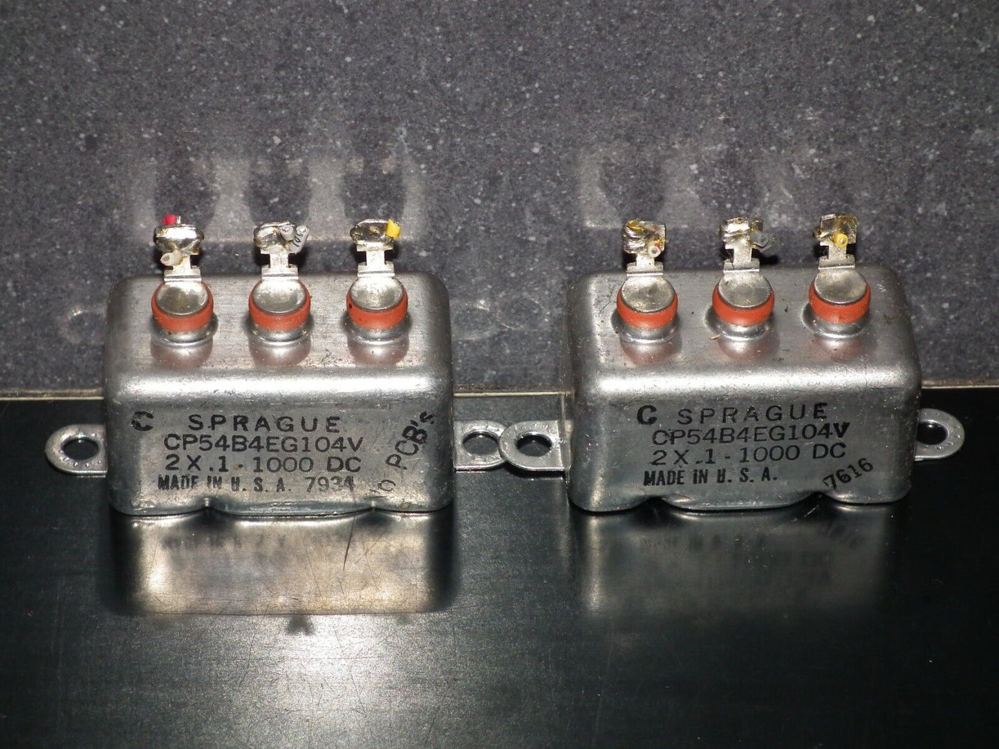 Two (2 pcs) RARE PIO Capacitors 2 x 0.1mfd 1000V 2 x 0.1u Sprague USA